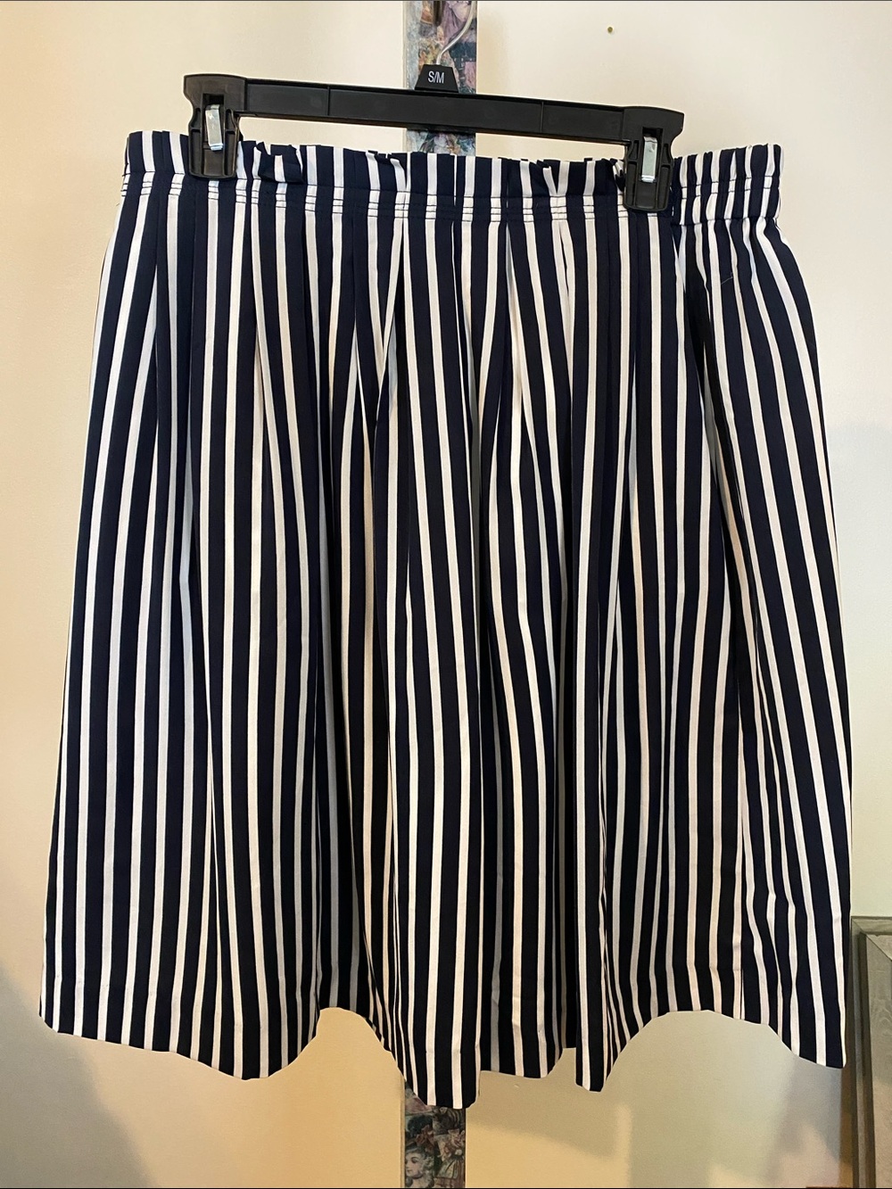 J Crew Women’s Navy and White Vertical Stripe A-Line Skirt Lined